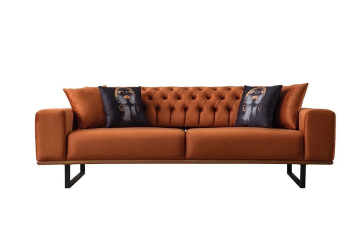 Bella 3-Sitzer Sofa Gepolstert, Zimtfarbe