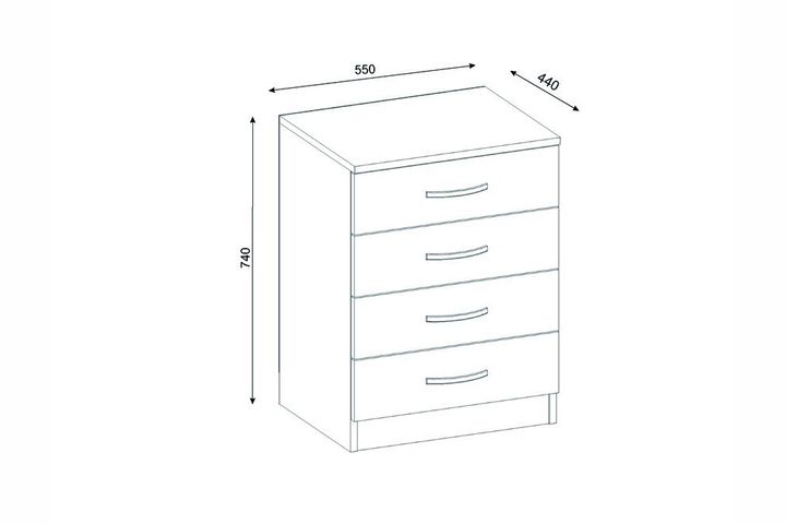 Diva 4 Drawers Chest of Drawers, White