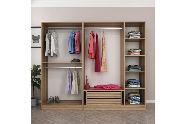 Tideway Lucretia Kledingkast met 5 Deuren, Walnoot