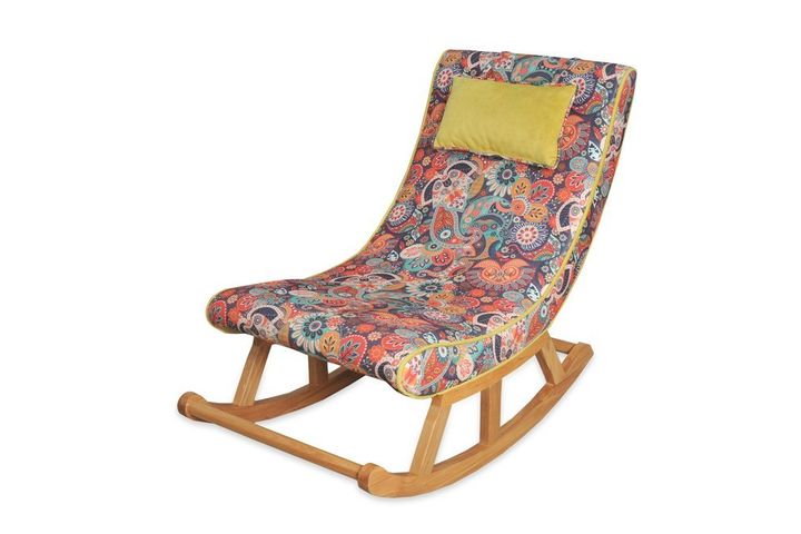 Asedia Maeve Retro Schommelstoel, Veelkleurig & Natuurlijke Kleur