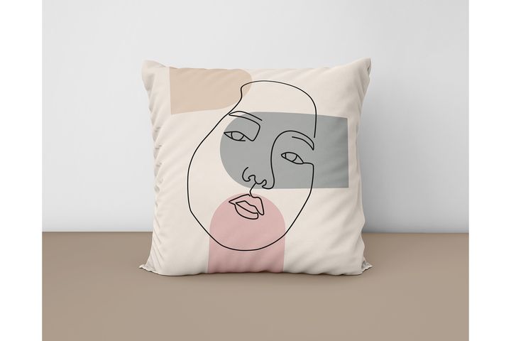 Draw Girl Face Kussensloopset, 4-delig