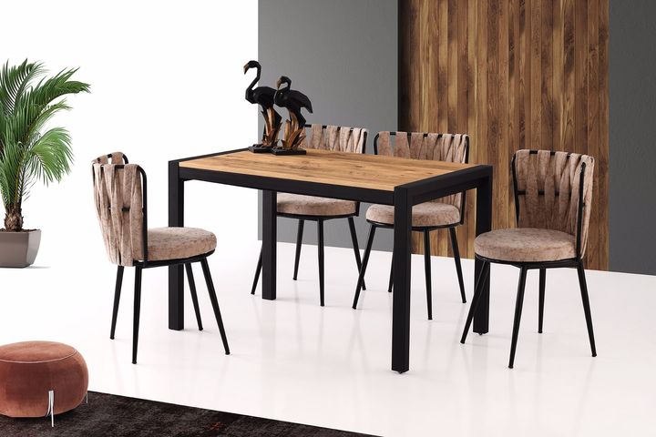 Lato Ausziehbarer Tisch, 75x120 cm, Nussbaum & Schwarz