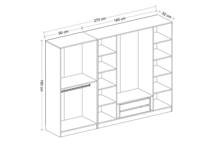 Medway Country Kledingkast met 6 Deuren en 2 Lades, Wit