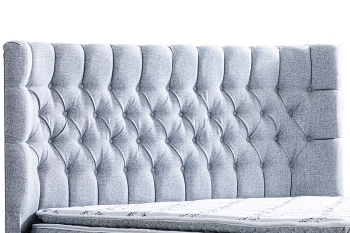 Napoli Box, Hoofdbord En Real Matras Met Pad, Lichtgrijs, 160X200