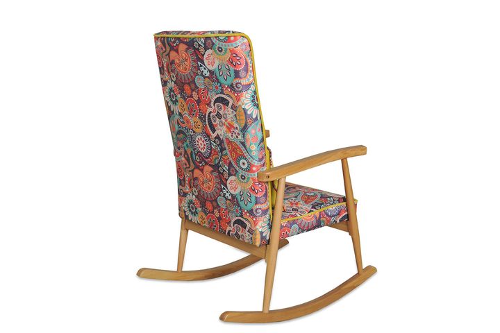 Asedia Trend Retro Schommelstoel, Kleurrijk & Natuurlijke Kleur