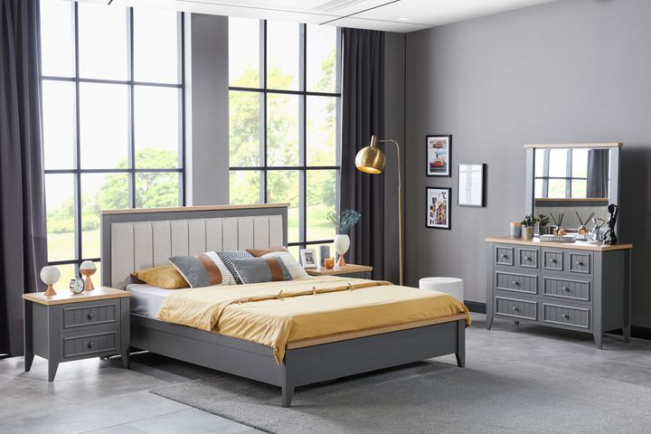 Lora Ladekast met Spiegel, Grijs