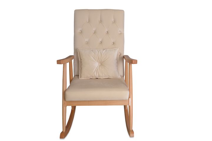 Asedia Trend Schommelstoel Gestoffeerd, Creme & Natuurlijke Kleur