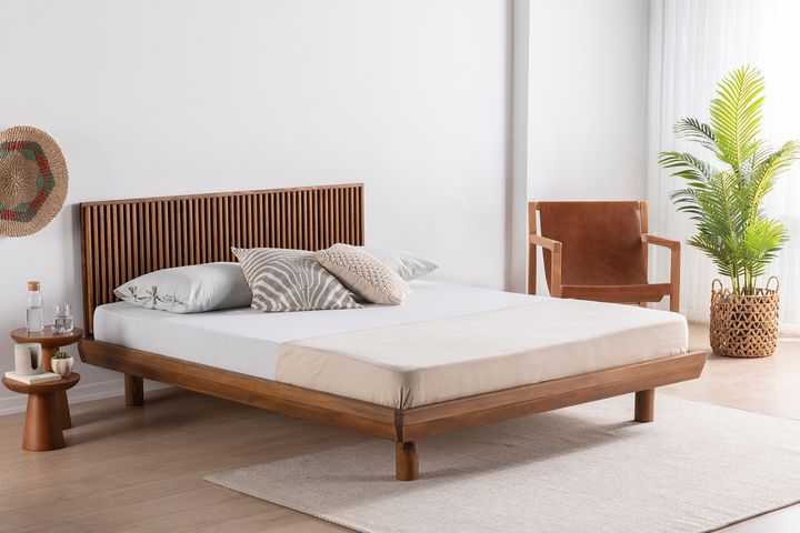 Luna Hendrick Houten Bedframe, 150x200 cm, Walnoot