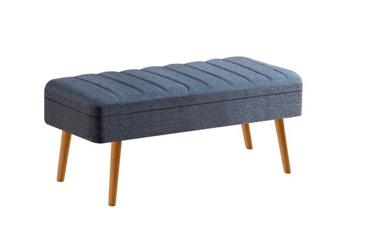 Vina Opbergbank Gestoffeerd, Pijnboom & Donkerblauw