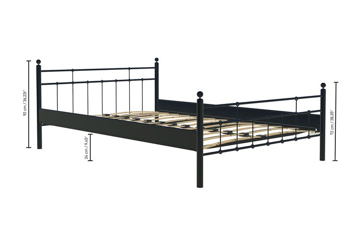 Lalas Metalen Bedframe, 90x200 cm, Zwart