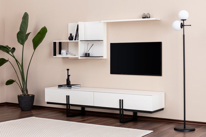 Line TV-Meubel, Wit & Zwart