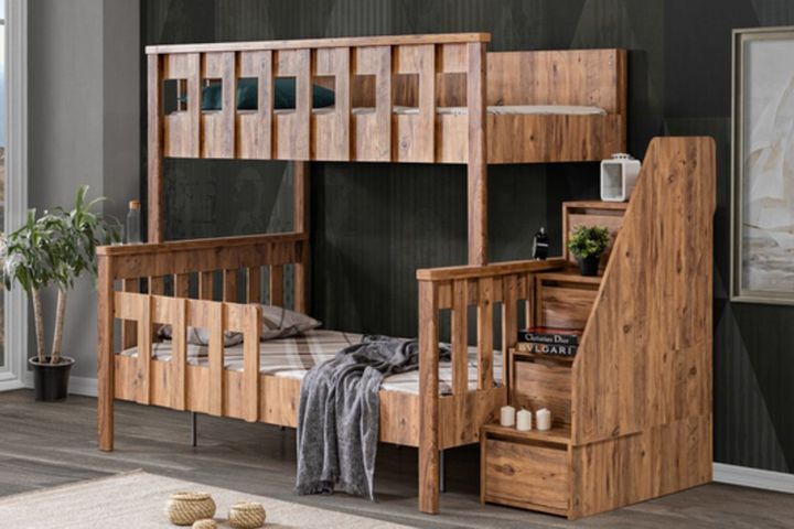 Deluxe Stapelbed, 90x200 cm, Walnoot