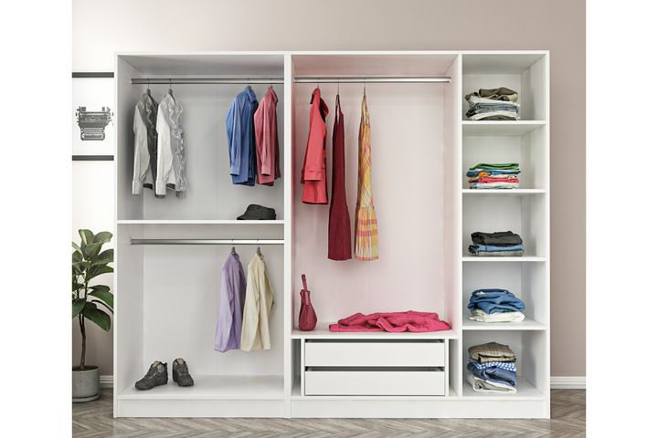 Medway Tideway Kledingkast met 5 Deuren en 2 Lades, 190 cm, Wit en Zwart