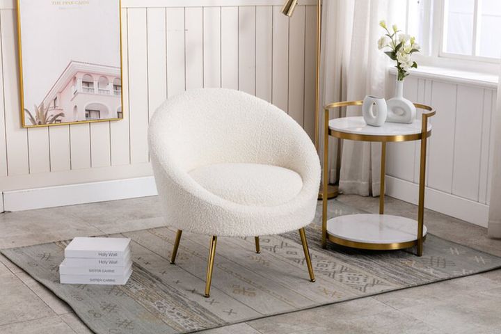 Lucca Ellipse Teddy Fauteuil, Wit