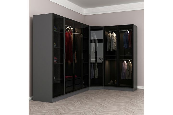 Medway Tideway Kledingkast met 7 Deuren, Antraciet en Zwart