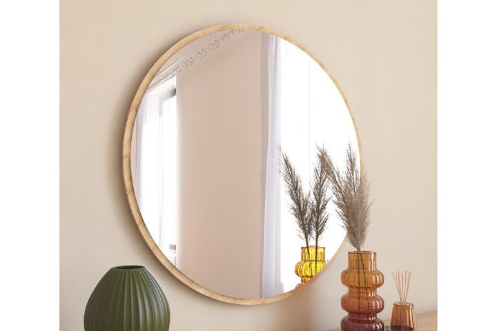 Mone Decoratieve Ronde Spiegel, Natuurlijke Kleur