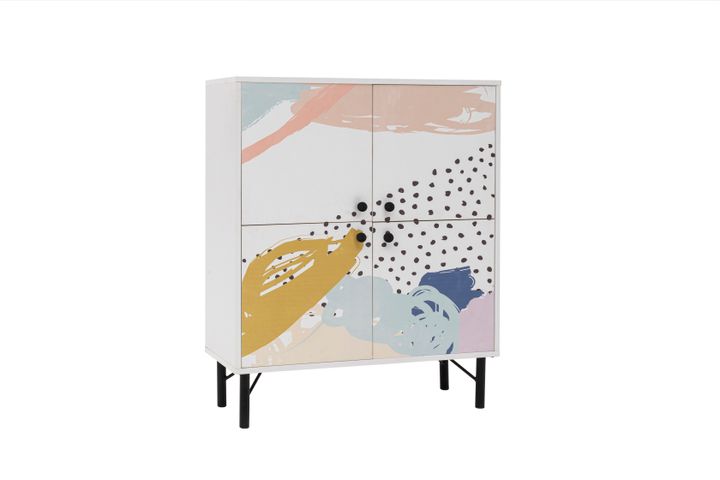 Dot Hallway Storage Cabinet, White & Multi