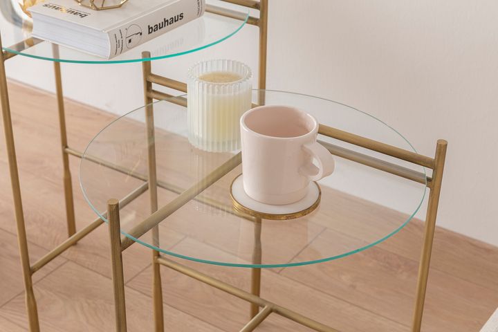 Claire Messing Bijzettafelset, Vlak Glas