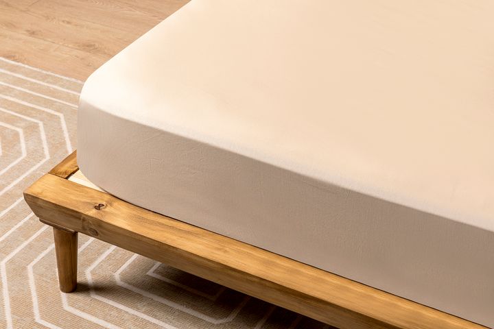 Luna Ranforce Fitted Sheet, Double Size, Beige