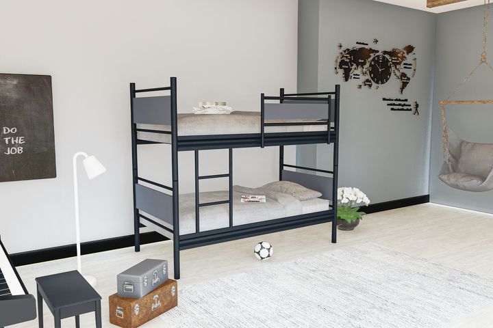 Star Stapelbed, 90x190 cm, Zwart en Antraciet