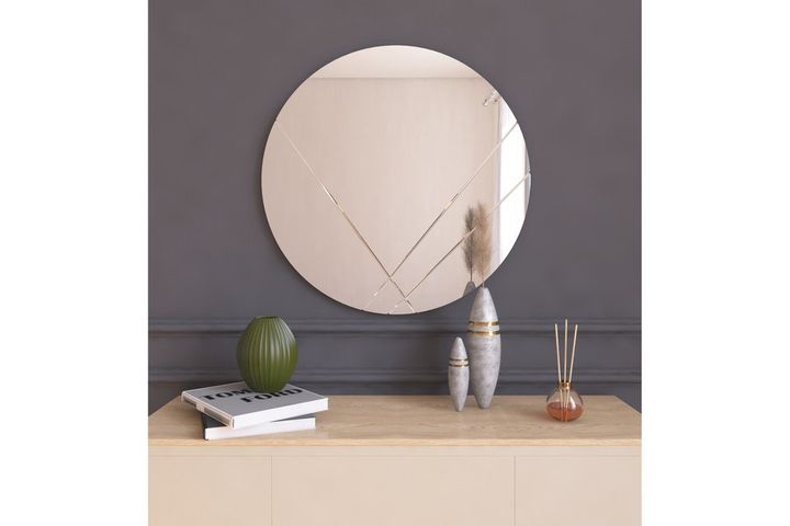 Mone Decoratieve Ronde Spiegel 60 cm, Wit