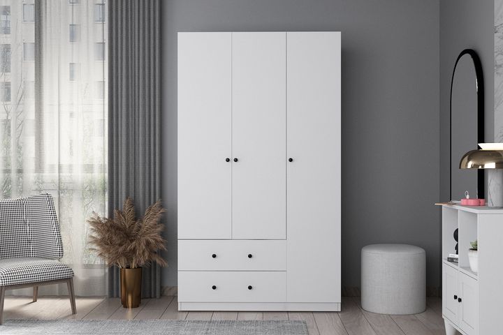 Bryone Steive 3 Door Wardrobe, White