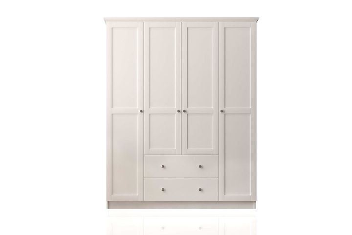 Zenio Side 4 Door with 2 Drawers Wardrobe, White