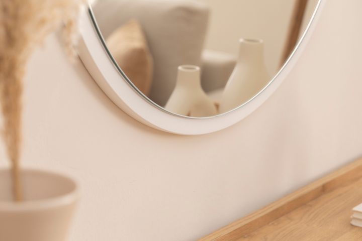 Wood Ronde Wandspiegel, 60x60 cm, Wit