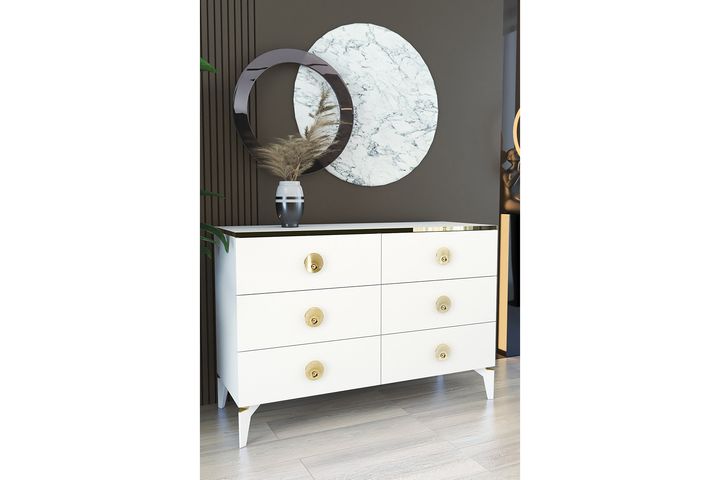 Barrstall Ladekast met 6 Lades, 120 cm, Wit