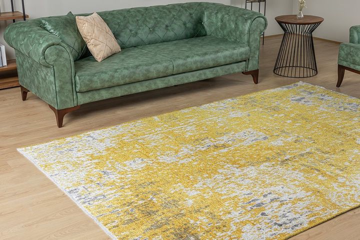 Moretti Dubbelzijdig Tapijt, 77x300 cm, Geel