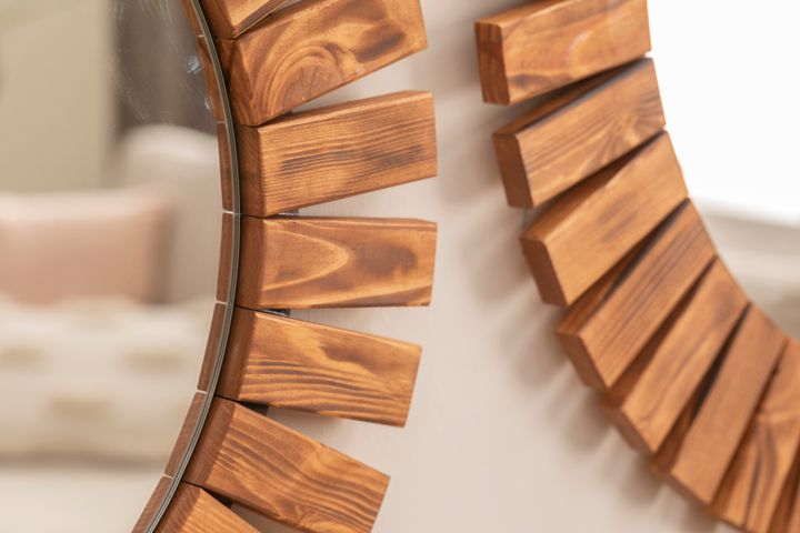 Wood Decoratieve Ronde Wandspiegelset, 2 Stuks, 60 cm