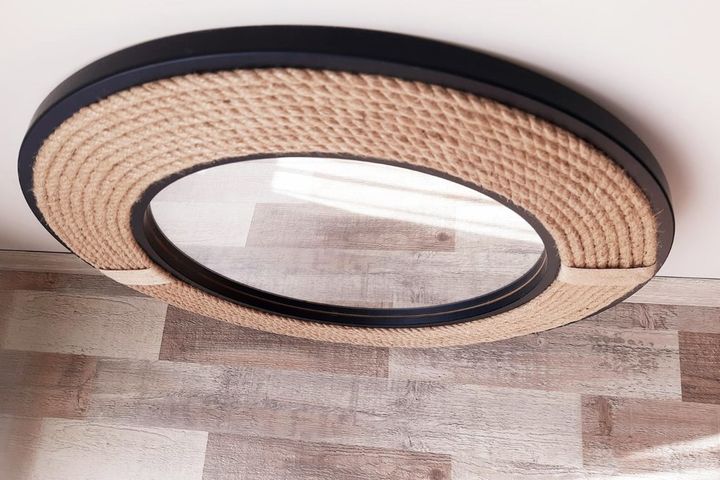 Wood Ronde Wandspiegel, 77 cm, Zwart