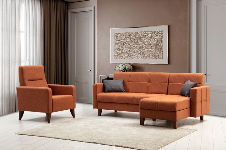 Polia Hoekbank en Fauteuil, Steenrood