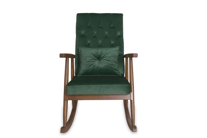 Asedia Trend Schommelstoel Gestoffeerd, Groen & Walnoot
