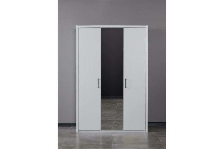 Life Kleidingkast met 3 Deuren en Spiegel, Wit