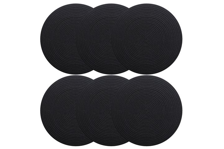 Jappe Zesdelige Rieten Onderbord, Zwart