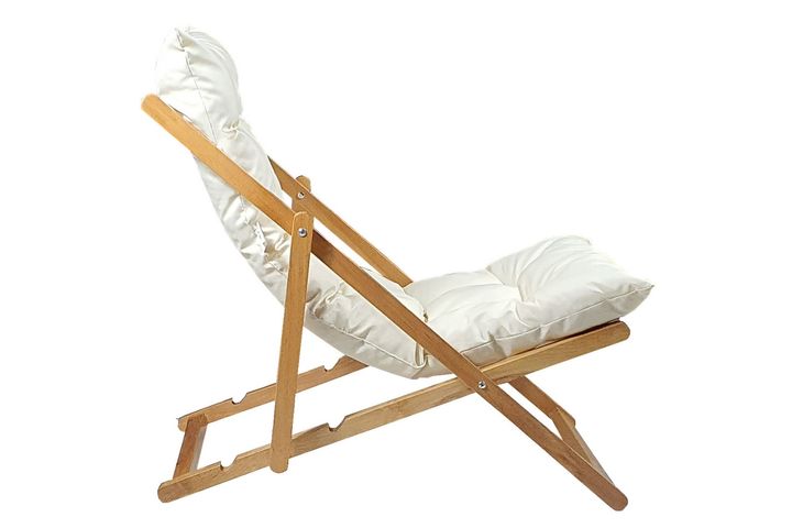 Bysay Opklapbare Houten Ligstoel, Creme