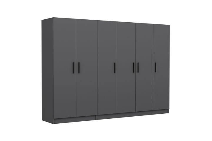 Medway Tideway Kledingkast met 6 Deuren en 2 Lades, 190 cm, Antraciet