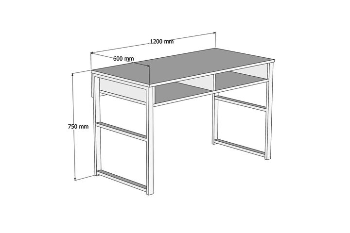 Misto Study Desk with Metal Legs, Oak