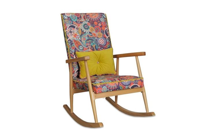 Asedia Trend Retro Schommelstoel, Kleurrijk & Natuurlijke Kleur