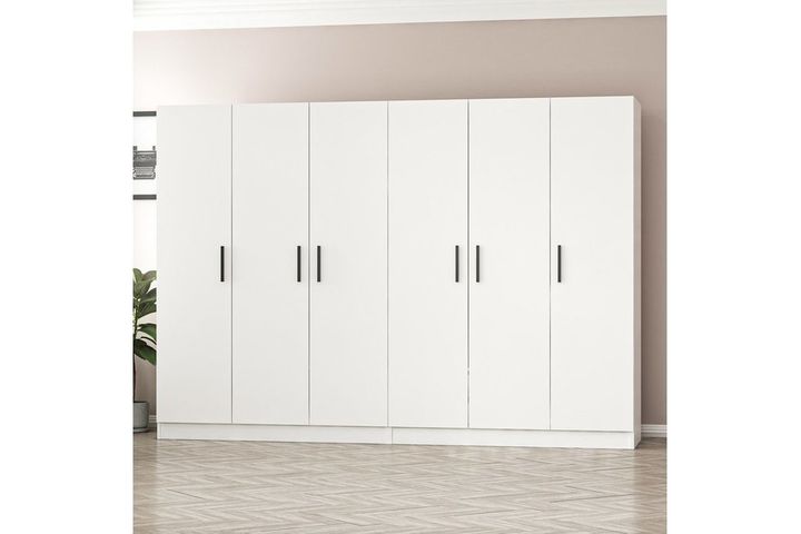 Medway Kledingkast met 6 Deuren en 4 Lades, Wit