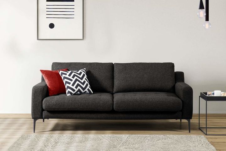 Modsy 3-Sitzer Sofa mit Metallbeinen, Dunkelgrau