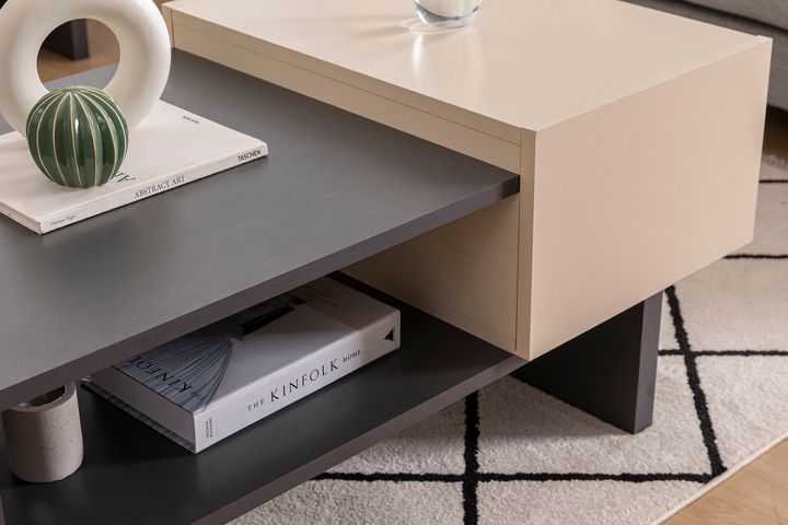 Frank Coffee Table, Beige & Anthracite