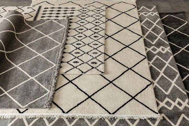 Anna Diamond Shaggy Rug, 200 x 290 cm, Ecru & Black
