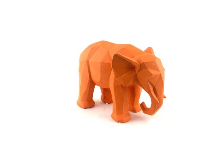 Kubusvormig Olifant Decoratief Object, Oranje