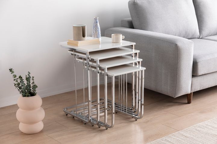 Vegas Zettafels met Metalen Poten, Wit