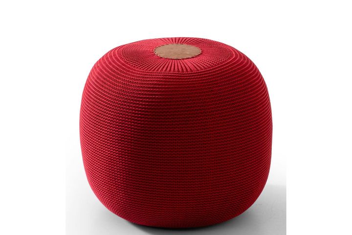 Nora Ronde Decoratieve Gebreide Poef, rood
