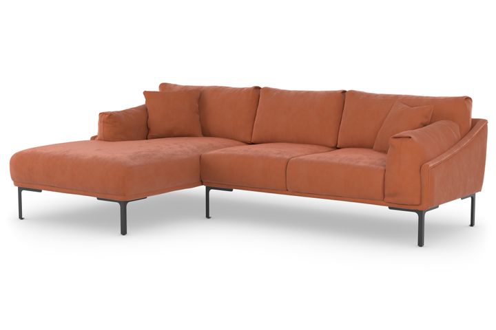 Leo Corner Sofa Left Chaise, Rust Orange
