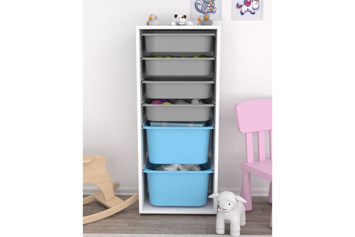 Tara Children's Toy Storage, Grey & Blue