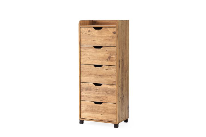 Falton Multifunctionele Houten Keukenkast met 5 Lades, Walnoot